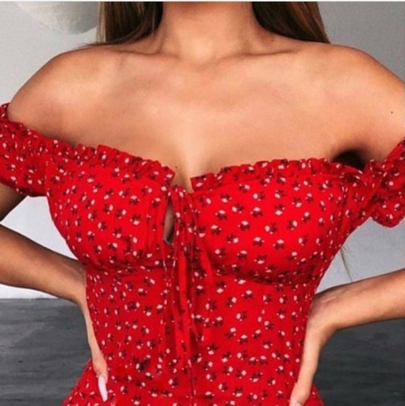 Daisy Red Flower Dress - Picture 2 of 5